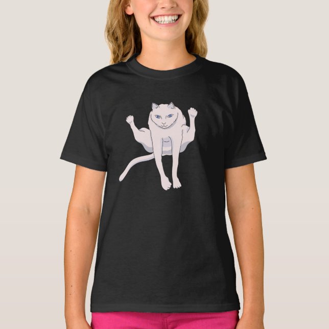Snabbt hoppa över vit idrottsman katt T-Shirt (Framsida)