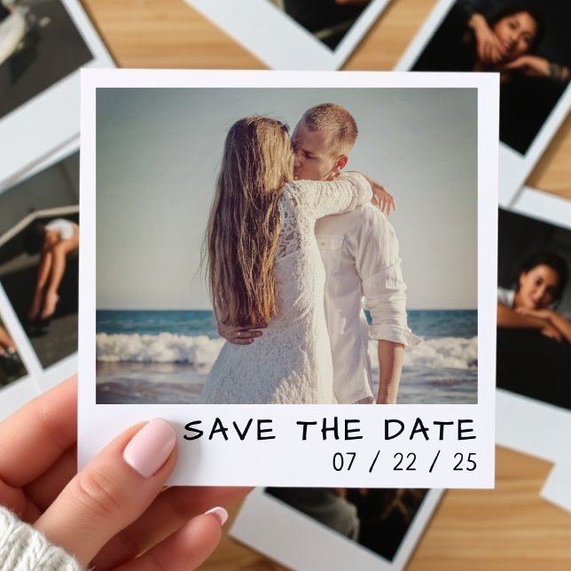 Snabbt kamerafoto QR-kod Retro Bröllop Spara Datumet (Instant Camera Photo QR Code Retro Wedding Save The Date
)
