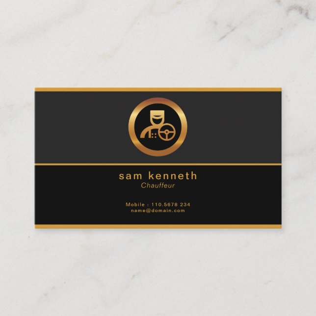 Snabbt korporerat svart, minimalistisk chaufför visitkort (Framsida)