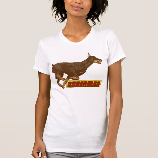 Snabbt växande Doberman-rött T Shirt (Framsida)