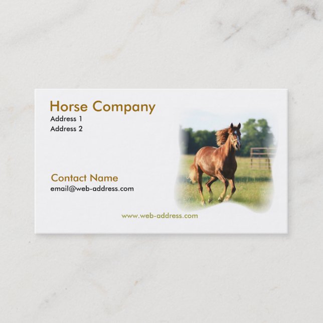 Snabbt växande hästvisitkort visitkort (Framsida)