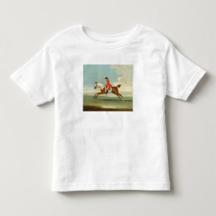 Snabbt växande Racehorse och monterad Jockey i Tee Shirt