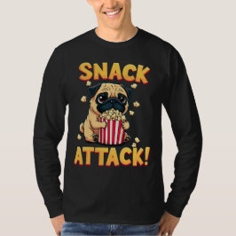 Snack Attack - Pug med Popcorn-Tecknad T Shirt