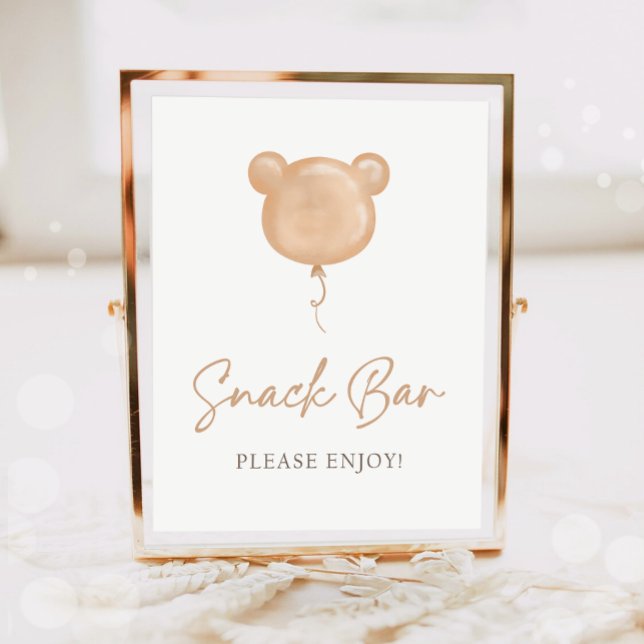 Snack Bar Food Teddy Bear Balloon Birthday  Poster (Skapare uppladdad)