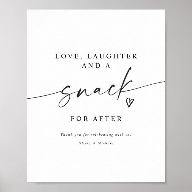 Snack for After Modern Handwritten Wedding Sign Poster (Framsidan)