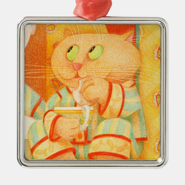 SNACK KATTUNGE Premium Square Ornament (Framsidan)