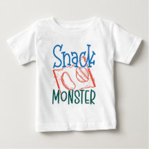 Snack Monster Funny och Cute Baby White