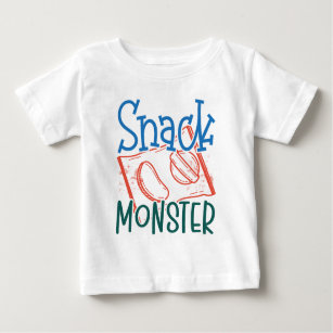 Snack Monster Funny och Cute Baby White T Shirt
