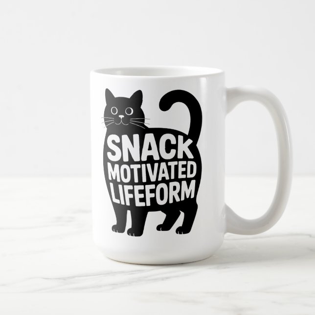 Snack Motivated Lifeform Fat Cat Humor Kaffemugg (Höger)