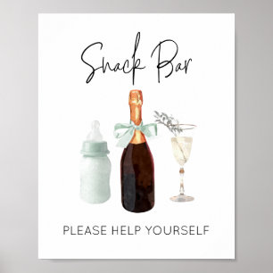Snack Pub-skylt för babyutlösarens Grönt Sip & Se Poster