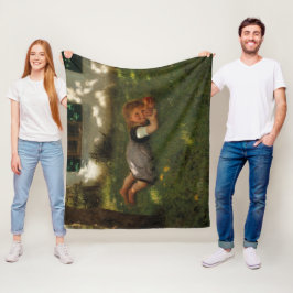 Snack-tid (Sweet Young Girl Ljugande på Grass) Fleecefilt