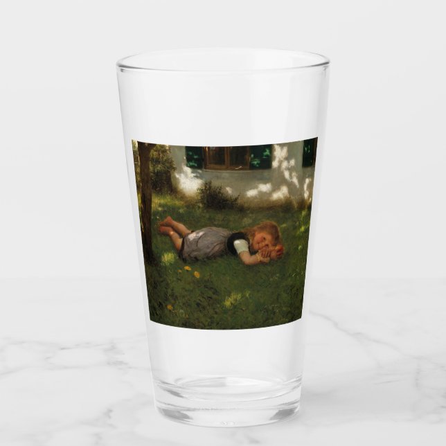 Snack-tid (Sweet Young Girl Ljugande på Grass) Glaskopp (Framsida)