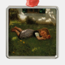 Snack-tid (Sweet Young Girl Ljugande på Grass)