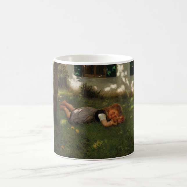 Snack-tid (Sweet Young Girl Ljugande på Grass) Kaffemugg (Center)