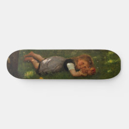 Snack-tid (Sweet Young Girl Ljugande på Grass) Mini Skateboard Bräda 18,5 Cm