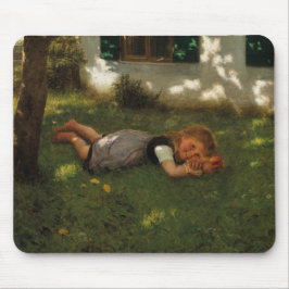 Snack-tid (Sweet Young Girl Ljugande på Grass) Musmatta