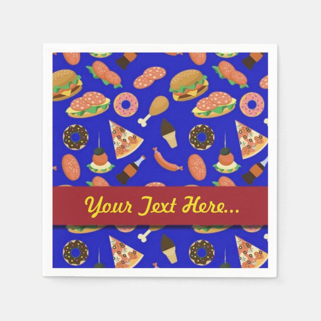 Snack Time Blue Picnic Napkins Pappersservett (Framsidan)