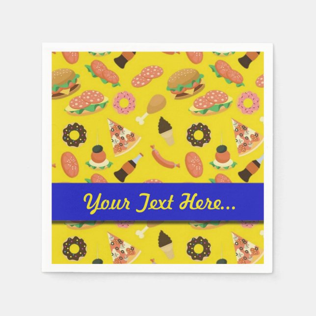 Snack Time-Gult Picnic Napkins Pappersservett (Framsidan)