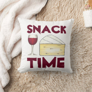 Snack Time Red Merlot Vin Brie Cheese Älskare Kudde