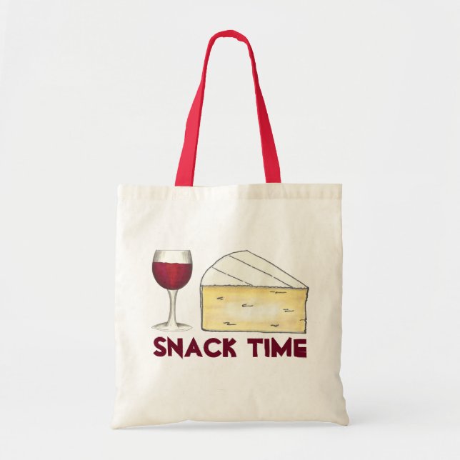 Snack Time Red Merlot Vin + Brie Cheese Taste Tygkasse (Framsidan)