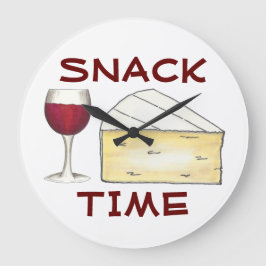Snack Time Red Vin Glass Brie Cheese Foodie Stor Klocka
