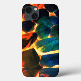 Snäcka av ostron med röd hett vulkaniskt lava elle