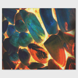 Snäcka av ostron med röd hett vulkaniskt lava elle presentpapper