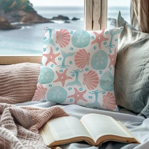 Snäcka av Starfish Sand Dollar Whale Coastal Kudde