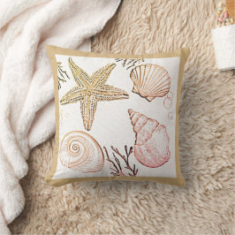 Snäcka Beach Beige Neutralt Seashells Dekorativ ku Kudde