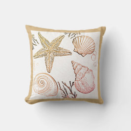 Snäcka Beach Beige Neutralt Seashells Dekorativ ku Kudde