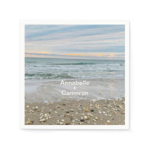 Snäcka Blue Beach Sunrise Bröllop Napkins