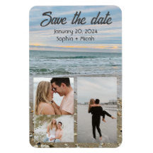 Snäcka blue strand magnet spara-the-date template