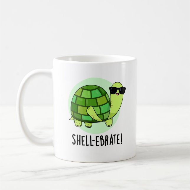 Snäcka-ebrate Funny Tortoise Animal Pun Kaffemugg (Vänster)