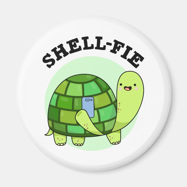 Snäcka-fie Funny Tortoise Selfie Pun Magnet (Framsidan)