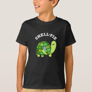 Snäcka-fie Funny Tortoise Selfie Pun Mörk BG T Shirt