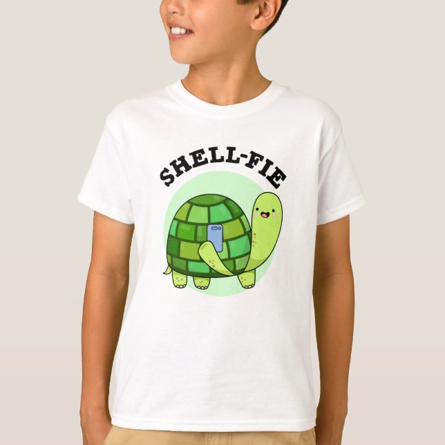 Snäcka-fie Funny Tortoise Selfie Pun T Shirt (Framsida)