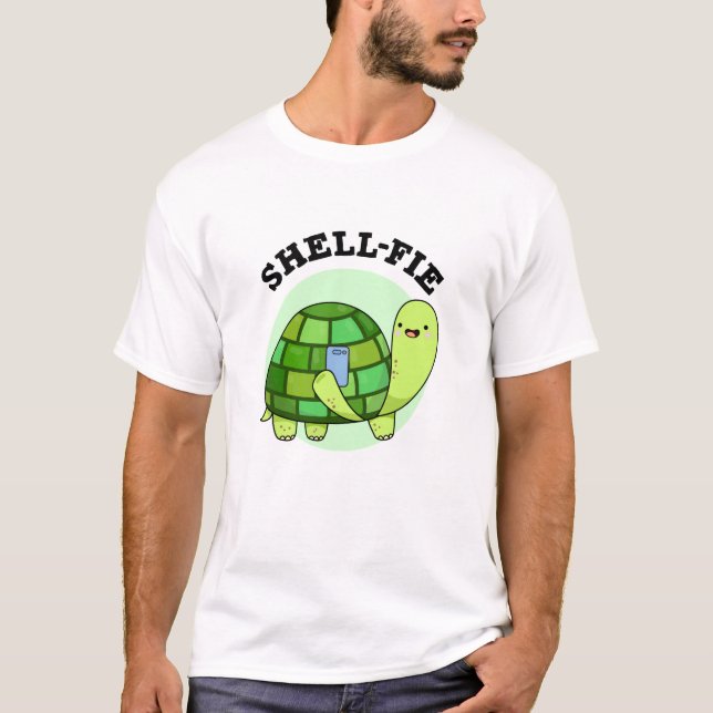 Snäcka-fie Funny Tortoise Selfie Pun T Shirt (Framsida)