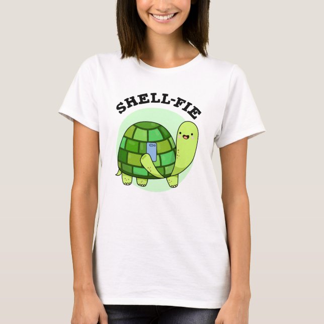Snäcka-fie Funny Tortoise Selfie Pun T Shirt (Framsida)