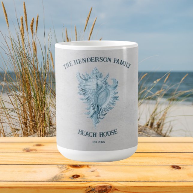 Snäcka för blå kontur kaffemugg (Blue Conch Shell Personalized Coffee Mug)