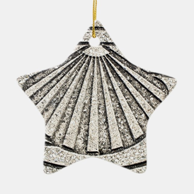 Snäcka för El Camino, trottoar, Spanien Julgransprydnad Keramik (Framsidan)