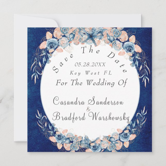  Snäcka för ytvattenfärg för marint strupe Bröllop Spara Datumet (Framsida)