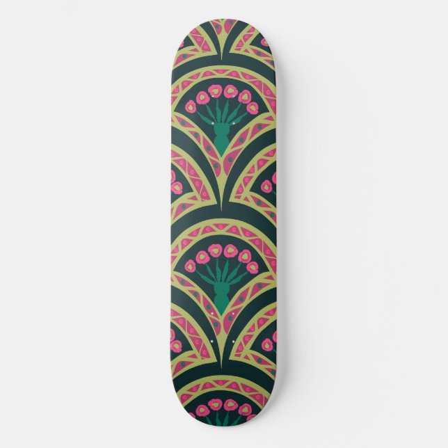snäcka, grönt mönster mini skateboard bräda 18,5 cm (Framsida)