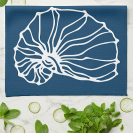 Snäcka i snyggten - blått kusttema kökshandduk