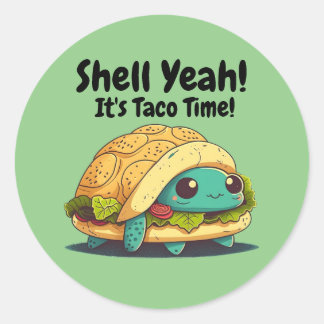 Snäcka ja! Det är Taco Time! Taco Turtle Runt Klistermärke
