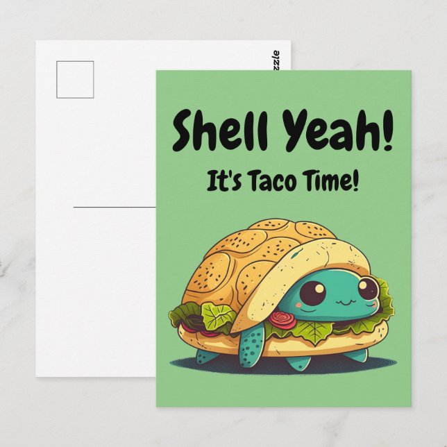 Snäcka ja! Det är Taco Time! Taco Turtle Vykort (Fram/baksida)