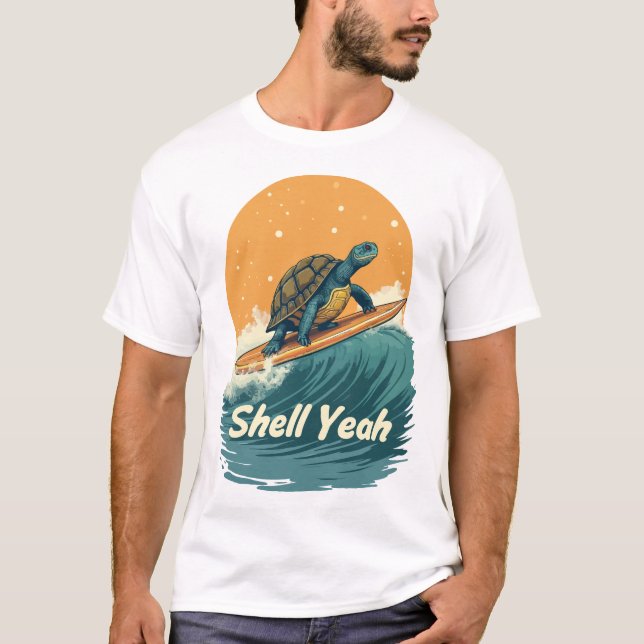 Snäcka ja! Surfing Turtle T-Shirt (Framsida)