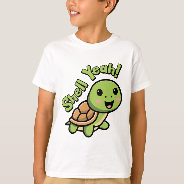 Snäcka ja! Tecknaden Cute Turtle Pun är Perfekt T Shirt (Framsida)