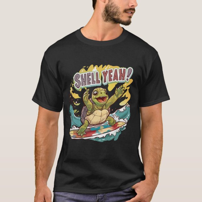 Snäcka ja Turtle Surfing T Shirt (Framsida)