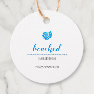 Snäcka Logotyp Beach-tema Vit hängMärkre Gåvor Etiketter