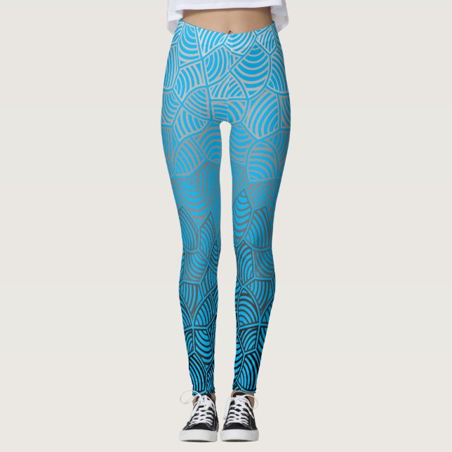 Snäcka mönster.04.w lBlue BG Leggings (Framsida)